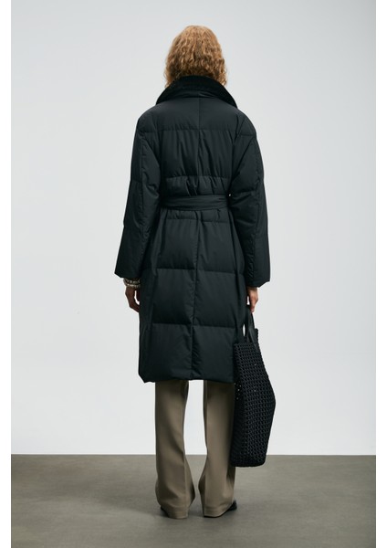 Hermes Kaz Tüyü Kadın Mont Siyah