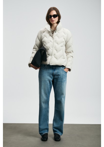 Desert Kaz Tüyü Kadın Mont Siyah