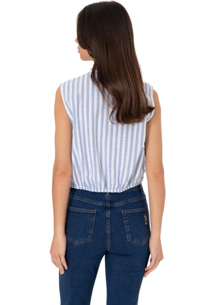 Kadın Pembe Çizgili Kısa Kollu Gömlek indirimleri