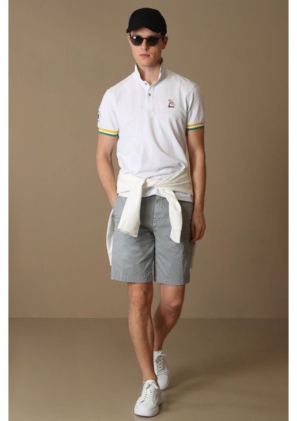 Zegler Spor Erkek Chino Şort Slim Fit Mavi