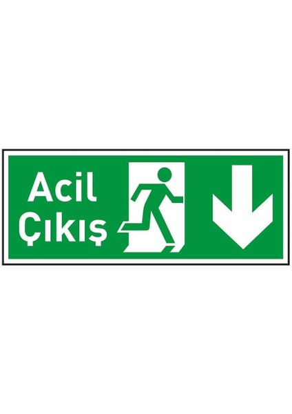 Acil Çıkış Levhası Aşağı Pvc