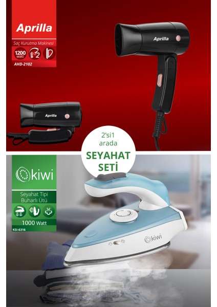 Çok Fonksiyonlu Katlanabilir Seyahat Seti, Taşınabilir Ütü ve Saç Kurutma Cihazı ile