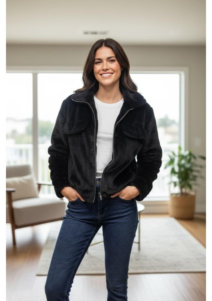 Mont Peluşlu Fermuarlı