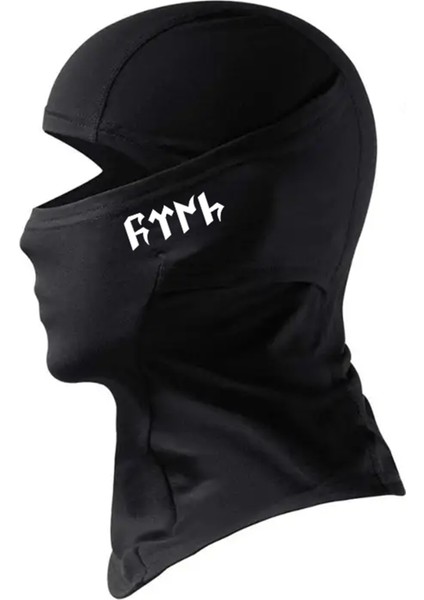 Göktürkçe Türk Yazılı Siyah Kar Maskesi Balaklava Kış Motor