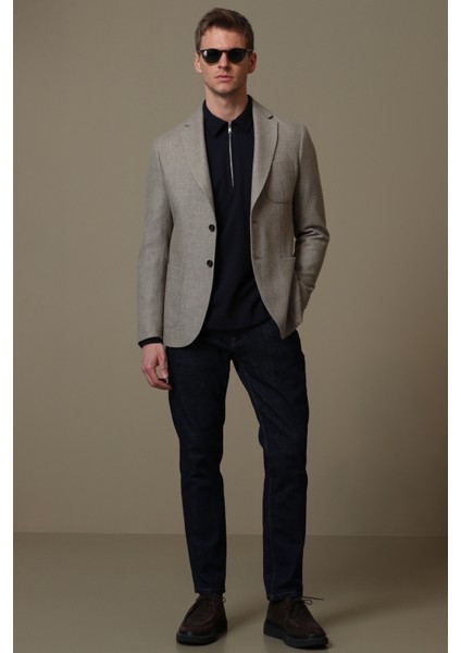 Gabrıel Spor Erkek Blazer Ceket Slim Fit Kahverengi