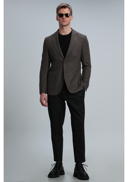 Gabrıel Spor Erkek Blazer Ceket Slim Fit Kahverengi