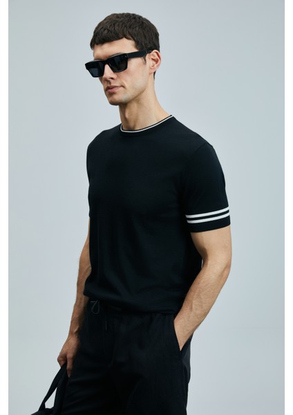 Robert Erkek İpek Karışımlı Kazak Siyah