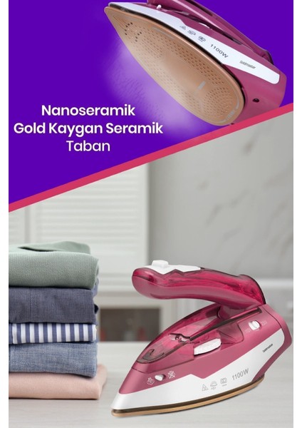 Kompakt Seramik Tabanlı Şok Buharlı Katlanabilir Seyahat Ütüsü, Pratik ve Kullanışlı