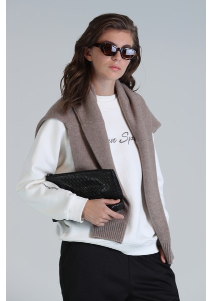 Loved Kadın Örme Sweatshırt Siyah