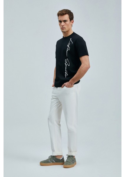 Justın Modern Grafik T- Shirt Siyah