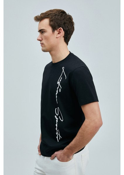 Justın Modern Grafik T- Shirt Siyah