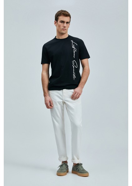 Justın Modern Grafik T- Shirt Siyah