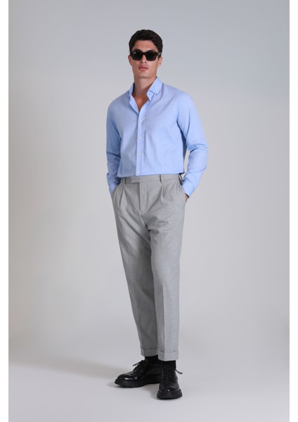 Danıel Erkek Basic Gömlek Slim Fit Gri