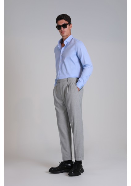 Danıel Erkek Basic Gömlek Slim Fit Gri