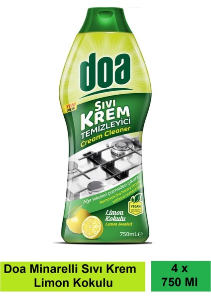 Sıvı Krem Temizleyici Limon Kokulu 750 ml Vegan x 4 Adet