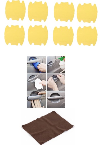 9lu Set Araba Kapı Kolu Koruyucu Çizilme Önleyici Şeffaf Sticker Film Koruma Seti