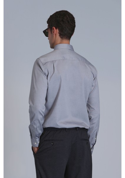 Danıel Erkek Basic Gömlek Slim Fit Gri