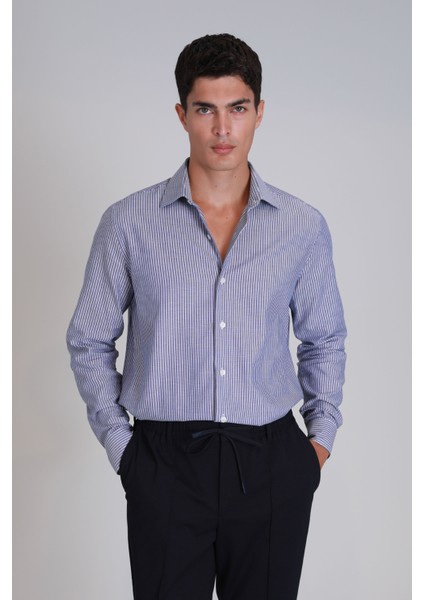 Strıt Erkek Basic Gömlek Slim Fit Lacivert