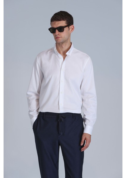 Jakob Erkek Basic Gömlek Slim Fit Beyaz