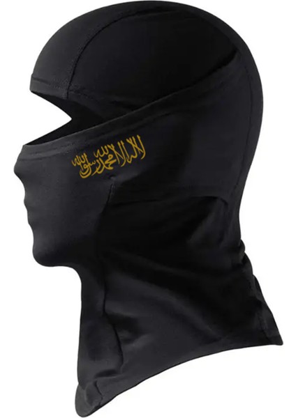 Tevhid Yazılı Siyah Kar Maskesi Balaklava Motor Kış Drill