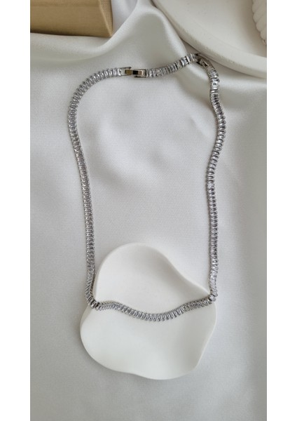 Vıp Silver Baget Taşlı Suyolu Kolye fiyatları