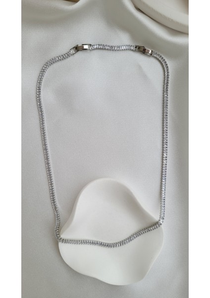 Vıp Silver Baget Taşlı Suyolu Kolye Ince fiyatları