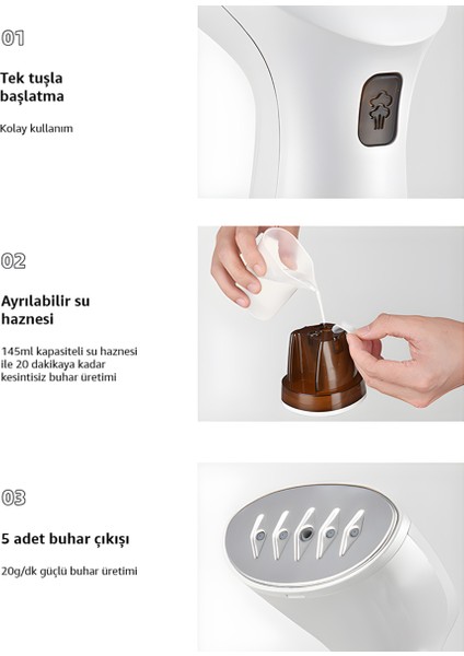 Portatif Buharlı Kırışık Giderici, 2'si 1 Arada, Dikey ve Kullanışlı Ütü