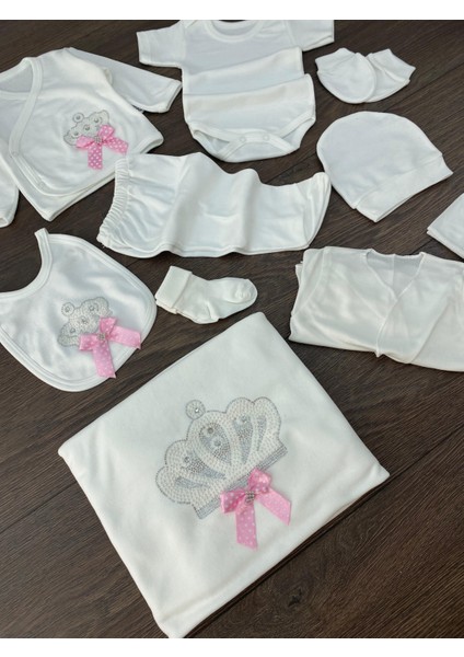 “bebek 10’lu Hastane Çıkış Seti Taç Desenli Pamuklu Yenidoğan Kız Erkek 0-3 Ay (Mavi & Pembe)” fırsatları