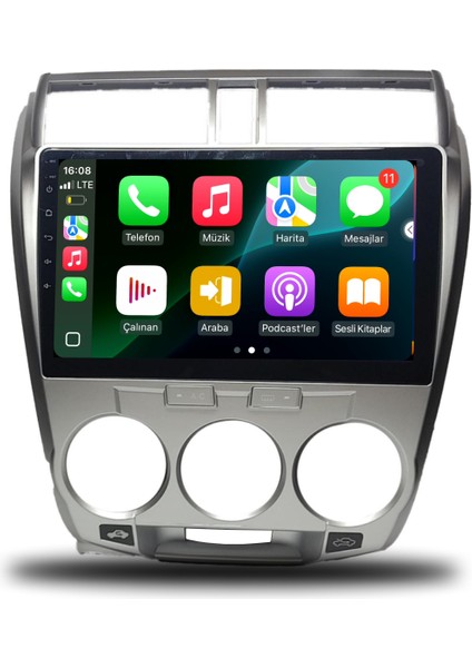 Carplayer Honda City 2009-2012 Manuel Klima Uyumlu Android Multimedya 8gb Ram 128GB Hafıza modelleri