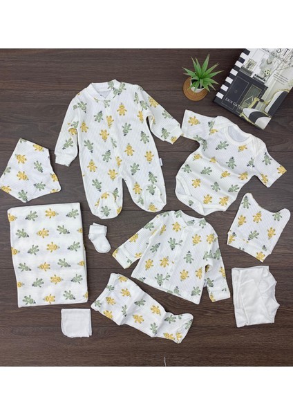 “bebek 10’lu Hastane Çıkış Seti Ayıcık Desenli Pamuklu Yenidoğan Kız Erkek 0-3 Ay”