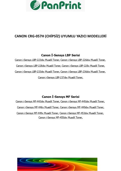 Canon CRG-057H Muadil Toner Yüksek Kapasiteli (Chipsiz) fiyatları