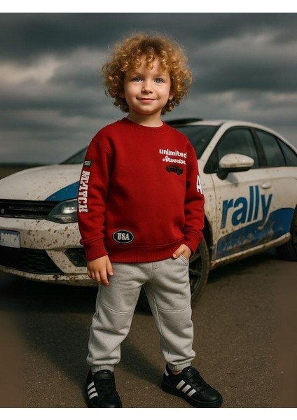 Erkek Çocuk Pamuklu Unlimited Yazılı Tasarım Sweatshirt