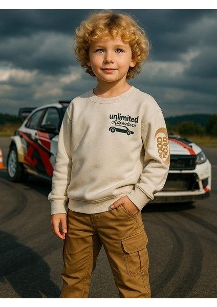 Erkek Çocuk Pamuklu Unlimited Yazılı Tasarım Sweatshirt