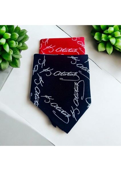 Atatürk Imzalı Kırmızı ve Siyah 2'li Renk Unisex Cotton Bandana Fular 23 Nisan Bandana fiyatları