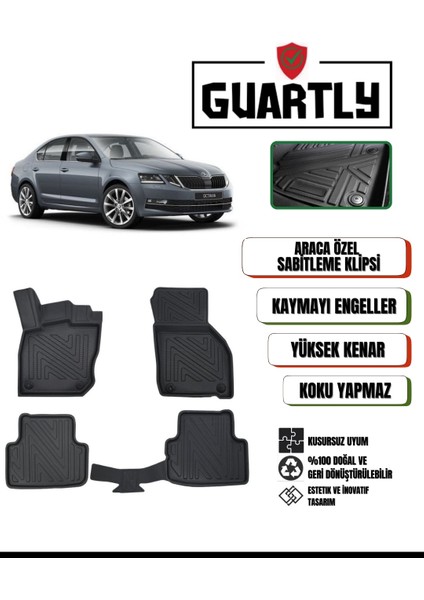 Skoda Octavia 2020 ve Sonrası Için Araca Özel 4d Premium Havuzlu Paspas Takımı