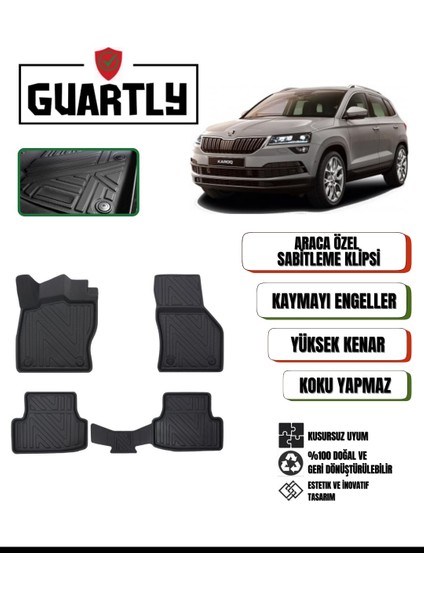 Skoda Karoq 2017 ve Sonrası Için Araca Özel 4d Premium Havuzlu Paspas Takımı