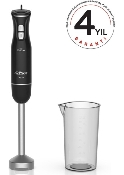 Siyah El Blender 0,5-1,5 L, Modern Tasarım, Dayanıklı Metal ve Plastik Detaylar