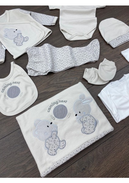 “bebek 10’lu Hastane Çıkış Seti Gri Ayıcık Desenli Pamuklu Yenidoğan Kız Erkek 0-3 Ay” indirimleri