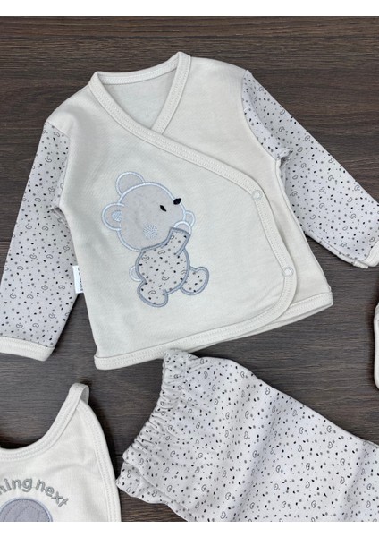 “bebek 10’lu Hastane Çıkış Seti Gri Ayıcık Desenli Pamuklu Yenidoğan Kız Erkek 0-3 Ay”