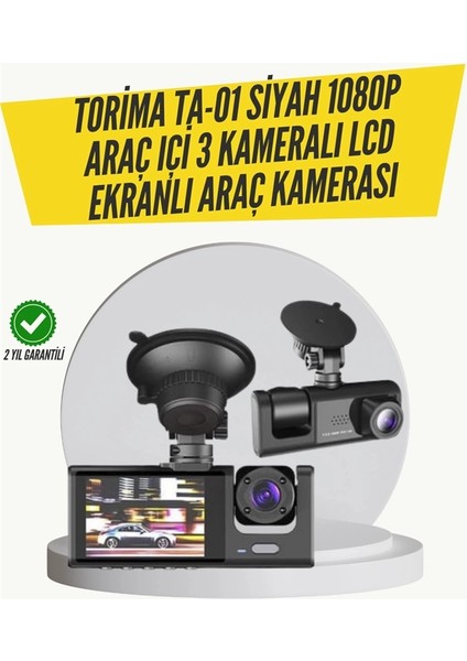 Ta-01 3 Kameralı 1080P Araç Kamerası Siyah