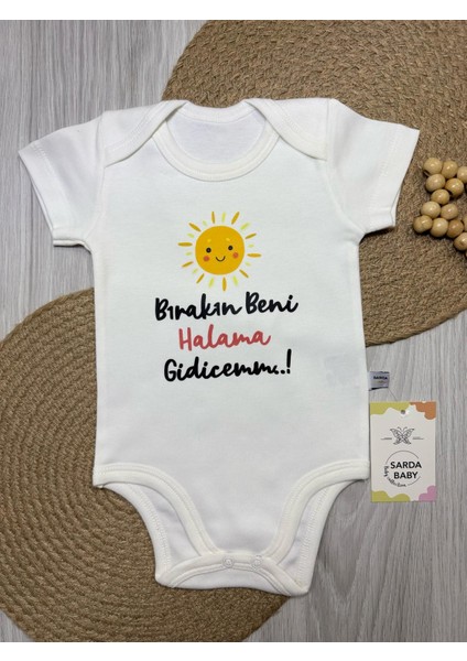 Sarda DESİGN%100 Pamuklu, Bırakın Beni Halama Gidicem, Baskılı Çıtçıtlı Body