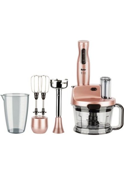 Çok Amaçlı Pembe Blender ve Robot Seti, Şık Rose Gold Tasarım