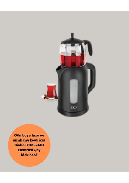 0,9 L Cam Demlik ve 1,7 L Su Haznesi ile Çay Keyfi modelleri