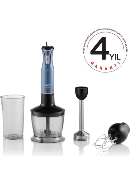1200W + AR1138-O Minimix 1500W El Blender Seti, 500 Ml, Mavi