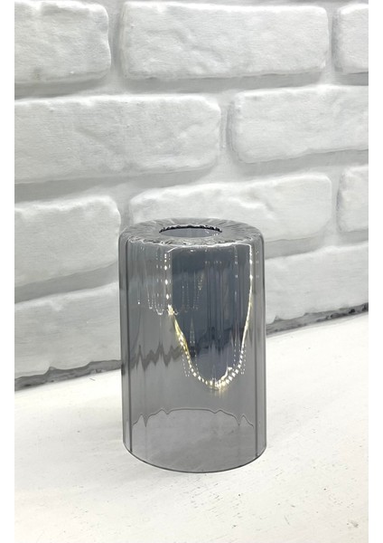 Füme Gri Rengi Çizgili Parlak Boru Cam Avize Şamdan Abajur Camı Yedek Parça 10X15 cm E27 Duya Uygun fiyatları