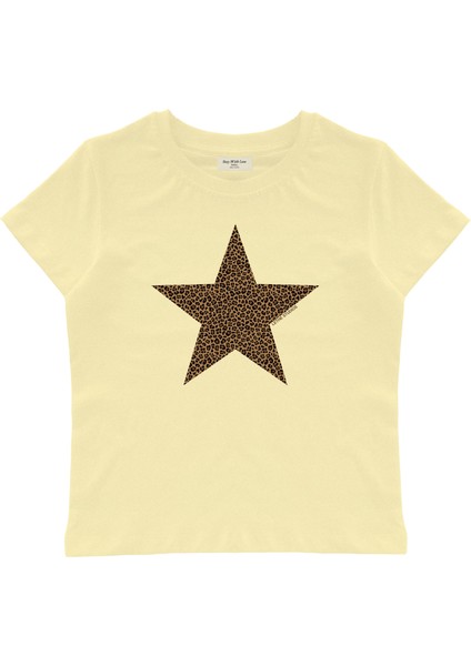 Leopar Baskılı Baby Tee Crop Top