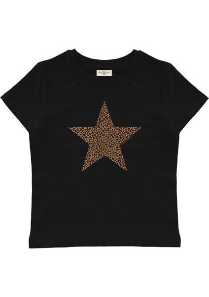 Leopar Baskılı Baby Tee Crop Top