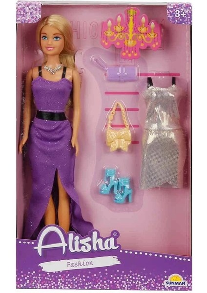 Buğz 3393 Sun-Rst-Sıs Minik Alisha Yedek Kıyafetli Bebek Set 29 cm - Sunman
