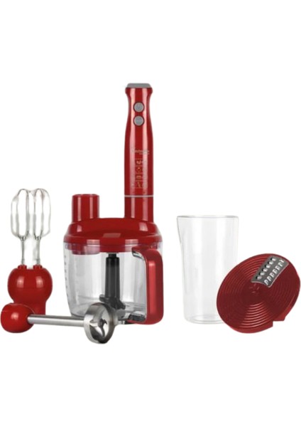 Kırmızı Renkli Çok Fonksiyonlu Blender Seti, Pratik ve Şık Tasarım