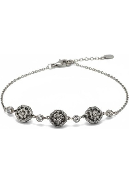 925 Ayar Gümüş Baget Taşlı Bileklik Kadın